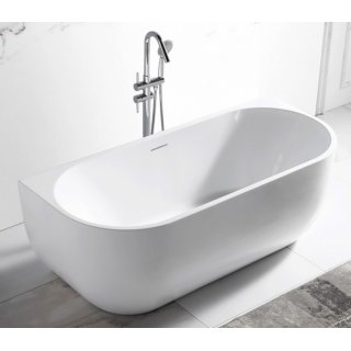 Акриловая ванна Abber AB9316 170x75 см, овальная, с каркасом, со сливом-переливом