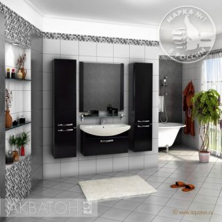 Мебель для ванной Акватон Ария 80 см черный глянец