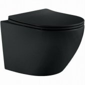 Унитаз подвесной безободковый, черный матовый, сиденье микролифт, Aquatek Европа AQ1901-MB
