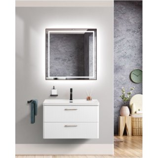 Тумба с раковиной и зеркалом BelBagno Due 80-BB-8076-3-80 Bianco Lucido