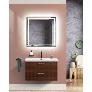 Тумба с раковиной и зеркалом BelBagno Due 80-BB-8076-3-80 Noce