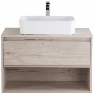 Тумба со столешницей и раковиной BelBagno Kraft 80-1C-KEP-80-MCO-BB1386 Rovere Galifax Bianco