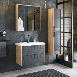 Мебель для ванной Corozo Инди 80 см дуб канзас/графит