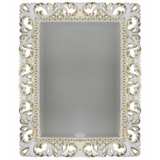 Зеркало прямоугольное Tessoro Isabella TS-1021-W/G с фацетом, белый глянец с золотом