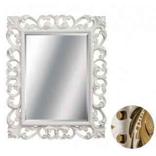 Зеркало прямоугольное Tessoro Isabella TS-1076-W/B с фацетом белый глянец с бронзой