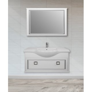 Мебель для ванной подвесная Tessoro Foster 105 белая с патиной серебро