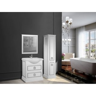 Мебель для ванной напольная Tessoro Foster 65 белая с патиной серебро