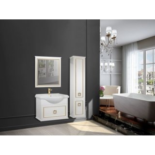 Мебель для ванной подвесная Tessoro Foster 65 белая с патиной золото