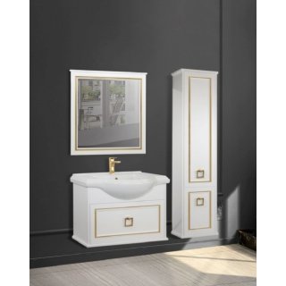 Мебель для ванной подвесная Tessoro Foster 80 белая с патиной золото